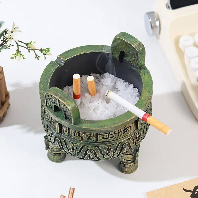 Posacenere in bronzo vintage, bruciatore di incenso, scatola creativa da scrivania per la casa, adatta per utensili posacenere per uffici domestici, case da tè