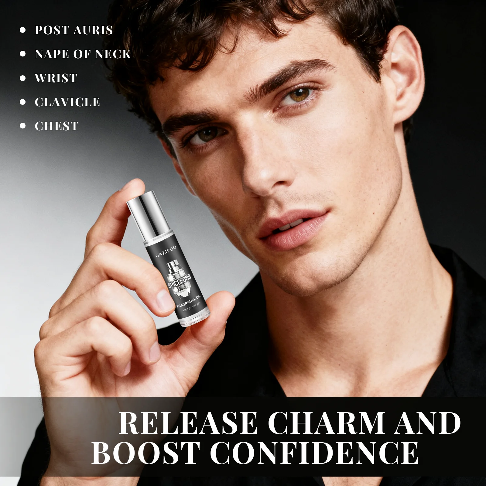 

Туалетная вода объемом 10 мл для мужчин! Пряный аромат дереди с надписью «Розовый перец, сердце и базовые заметки из корицы и кожи». Ф