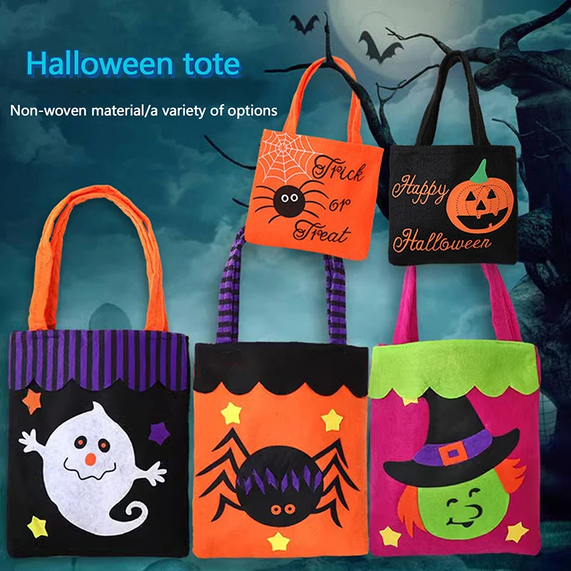 

Halloween Non-Woven Fabric Tote Bags Candy Gift Packaging Bags Cartoon Halloween Party Storage Bag Children Handbag Candy Bag