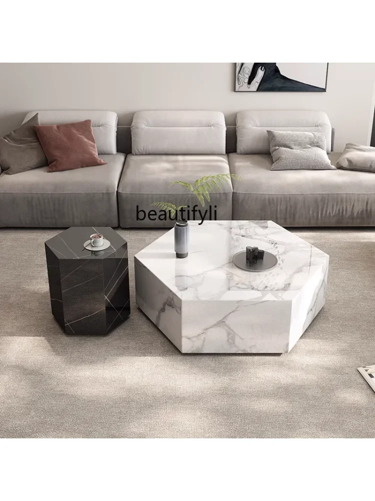 

S Coffee Table Combination Living Room Minimalist Modern Stone Plate Marble Advanced Italian Style