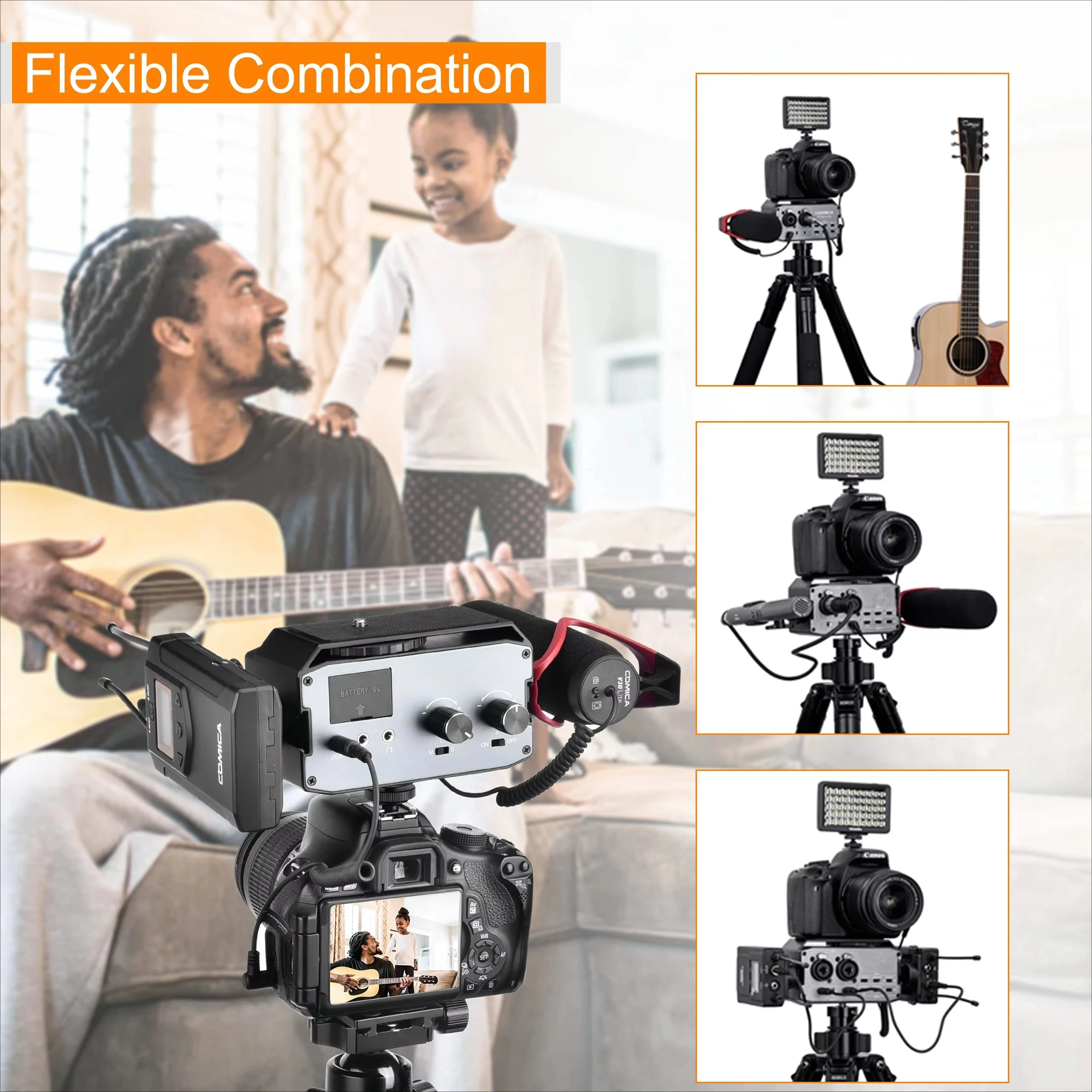 CVM-AX3 Audio Mixer, Dual XLR/3.5mm/6.35mm Mic Preamp , Camera Mixer for Canon Nikon Sony Panasonic DSLR Camera Camcorder