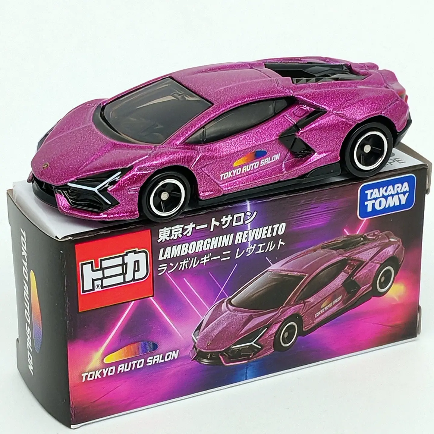 Takara Tomy Alloy Diecast Car Model Lamborghini Revuelto Tokyo Auto Salon Limited Glitter Purple Sports Car For Collectors