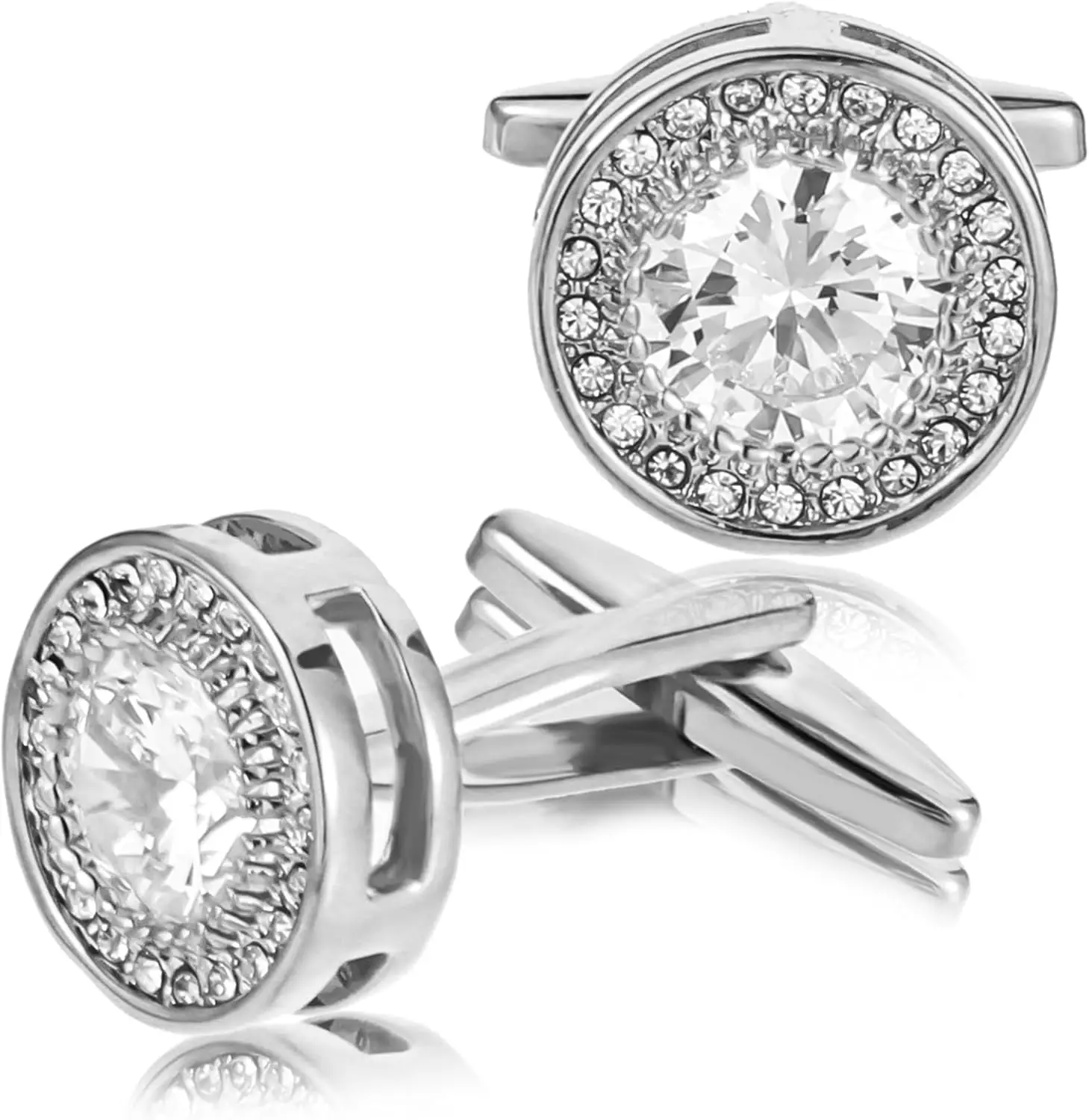 

Sparkling Crystal Cufflinks for Men, Elegant Wedding Business Accessory