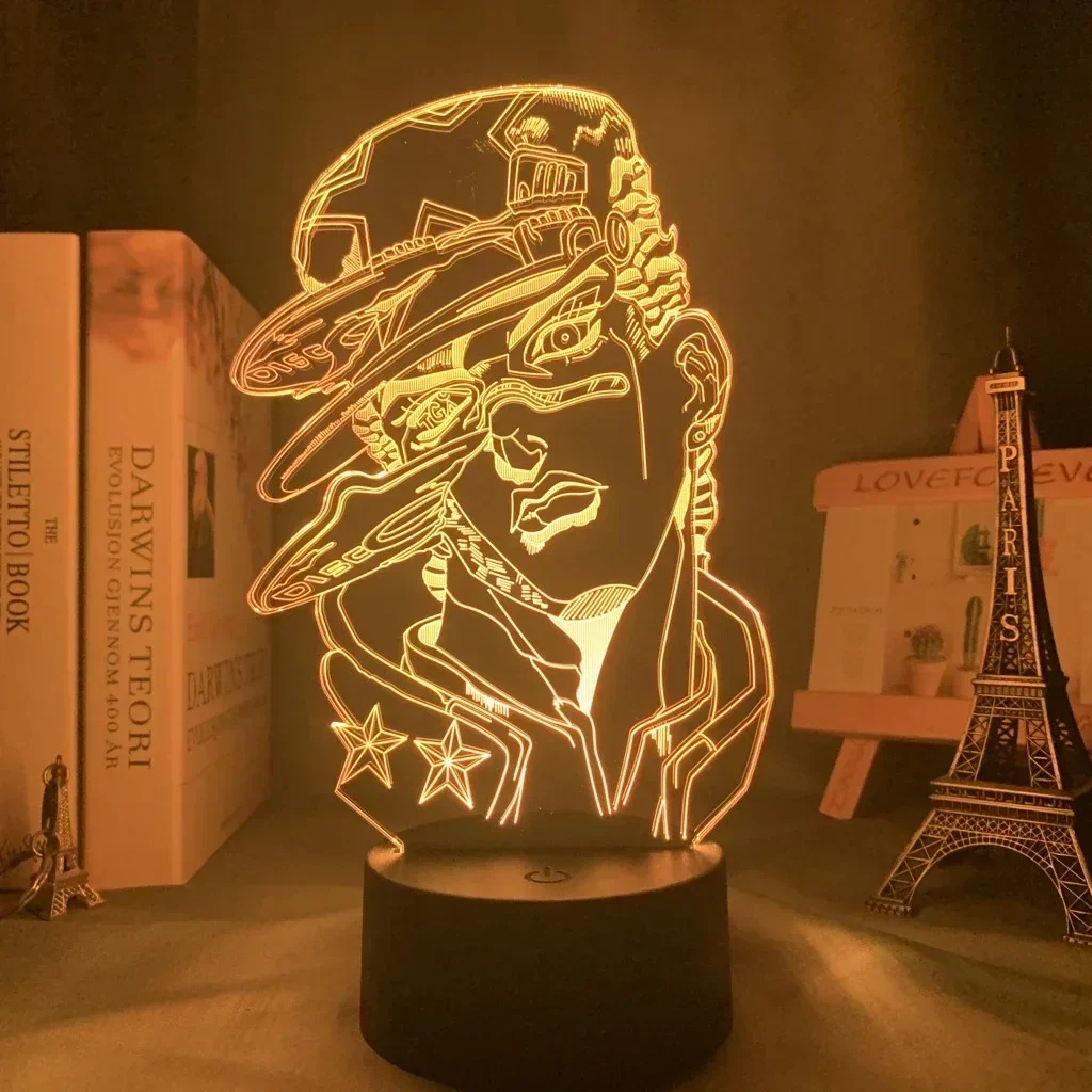 Anime JoJo Bizarre Adventure for Bedroom Decor Birthday Gift Manga Jojo Figure 3D Lamp Led Night Light Jotaro Kujo Christmas Toy