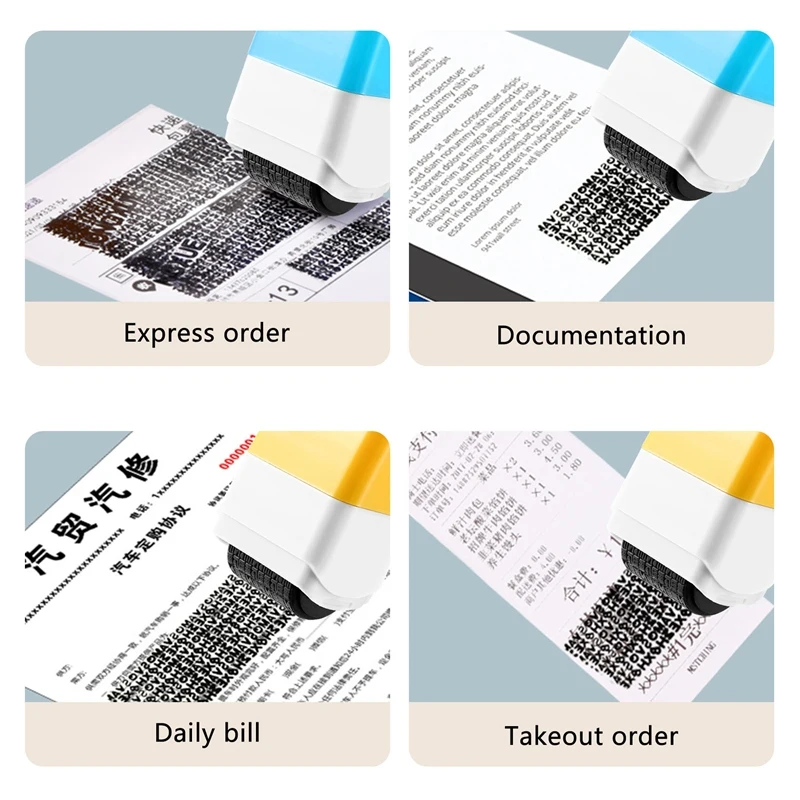 2ชิ้นแสตมป์ป้องกันการโจรกรรมข้อมูลประจำตัวแบบลับลูกกลิ้งตัวป้องกันแสตมป์รักษาความปลอดภัยตัวป้องกันการระบุตัวตนสีเหลืองและสีฟ้า