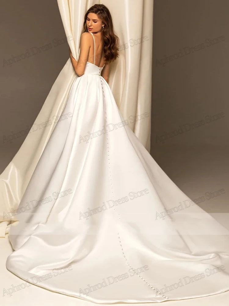 Vestidos De Novia sencillos, Vestidos De Novia elegantes, batas sexis con espalda descubierta y escote en V profundo para fiesta Formal, Vestidos De