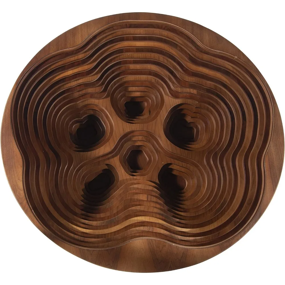 طاولة قهوة حلزونية خشبية بتصميم بابيلا - طاولة مزخرفة حديثة وأنيقة مع سطح زجاجي، تصميم خشبي مصنوع يدويًا - مثالية