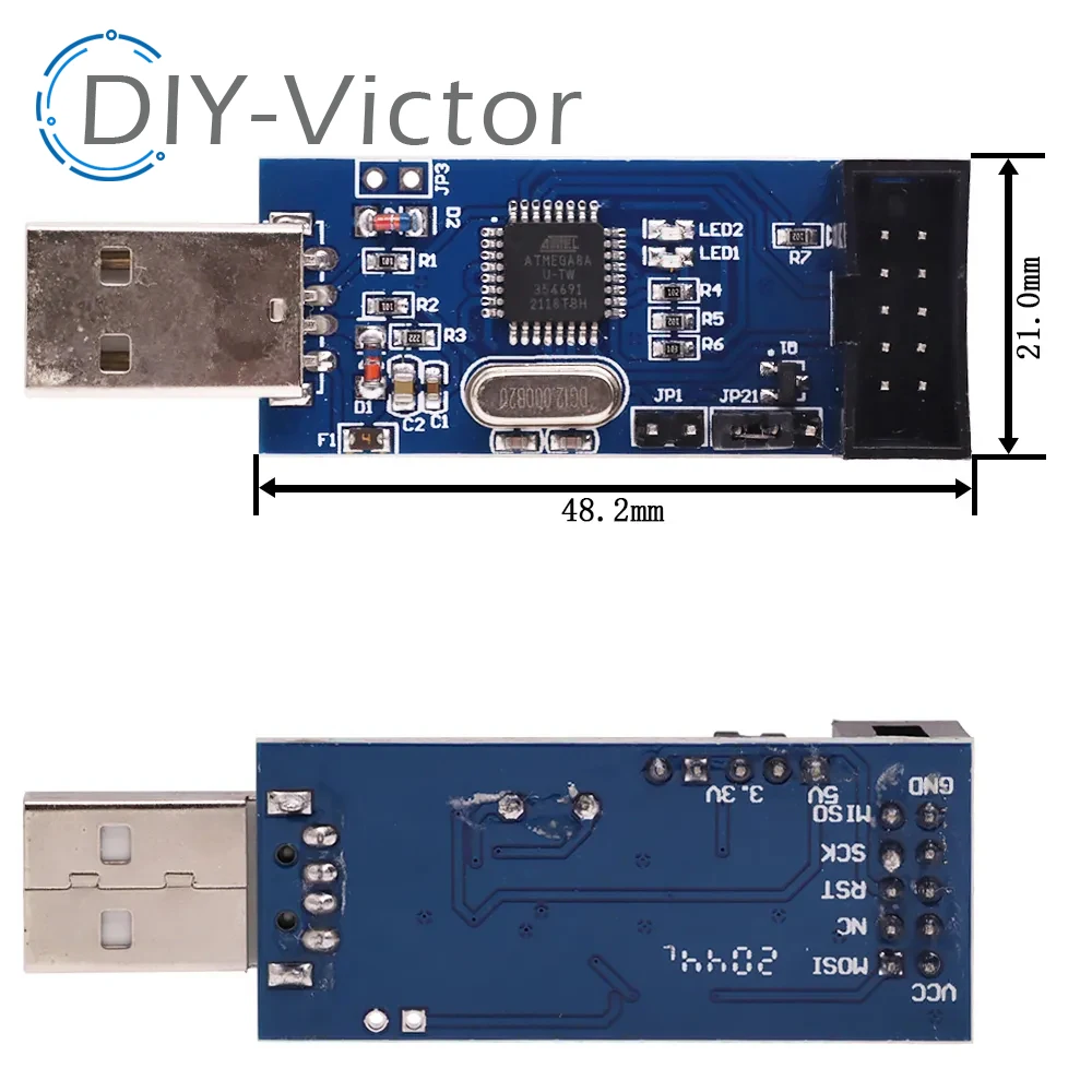 1 Set 10Pin إلى 6 Pin لوح مهايئ + USBASP USBISP AVR مبرمج USB ATMEGA8 ATMEGA128 عتيني/CAN/PWM 10Pin سلك وحدة