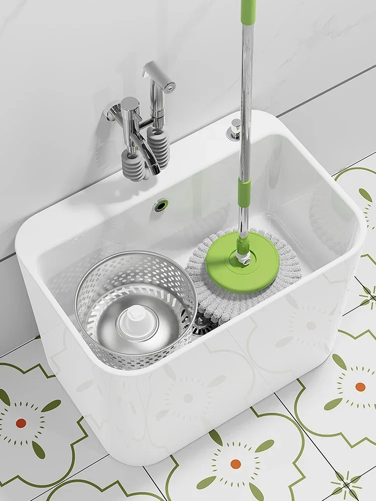 

-Dual Drive Mop Pool, Balcony, Ceramic Mop Pool, Rotating Bathroom, Household Sink, Integrated Floor Wash Mop Sink