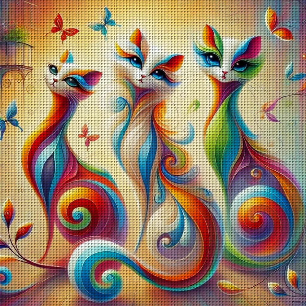 

Набор для вышивания крестиком «Радужные котята», 11CT, для декора стен, подарок, ручная работа, без рамки, полуфабрикат, 36×36 см