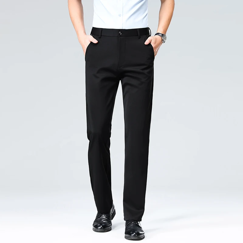 

2026 New Simple and Versatile Business Wear Men's Trousers Elastic Straight Comfortable and Non-ironing Textured Men's Trousers