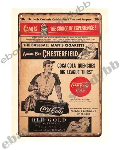 1p,1948 baseball  Vs.  Scorecard metal tin sign