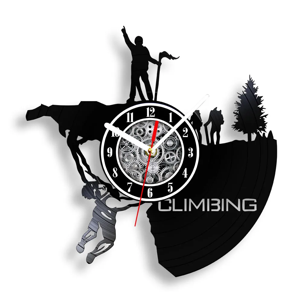 Mountain Climbing Vinyl Record Wall Clock for Cafe Cave Club Climber Home Decor Watch Extreme Sports Rock Climbing Retro Clock