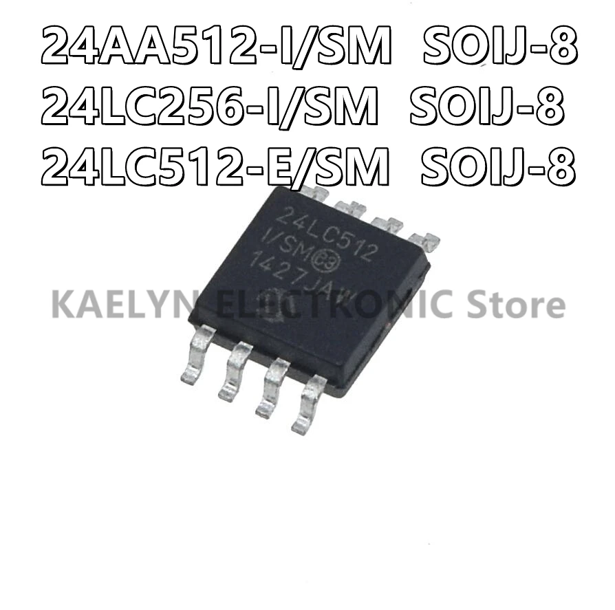 10Pcs/lot 24AA512-I/SM 24LC256-I/SM  24LC512-E/SM  EEPROM Memory IC 512Kbit IC 400 kHz 900ns 8-SOIJ