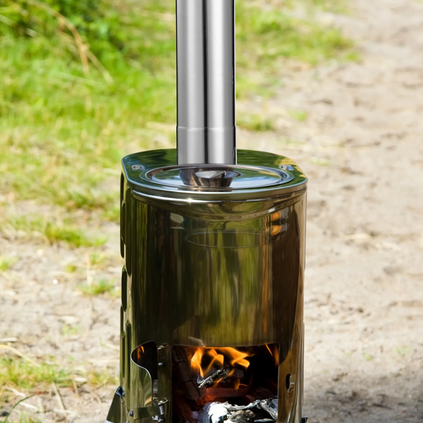 

Stainless Steel Tent Stove Chimney Pipe Outdoor Camping Wood Stove Flue Exhaust Ventilation Flexible Evacuation System