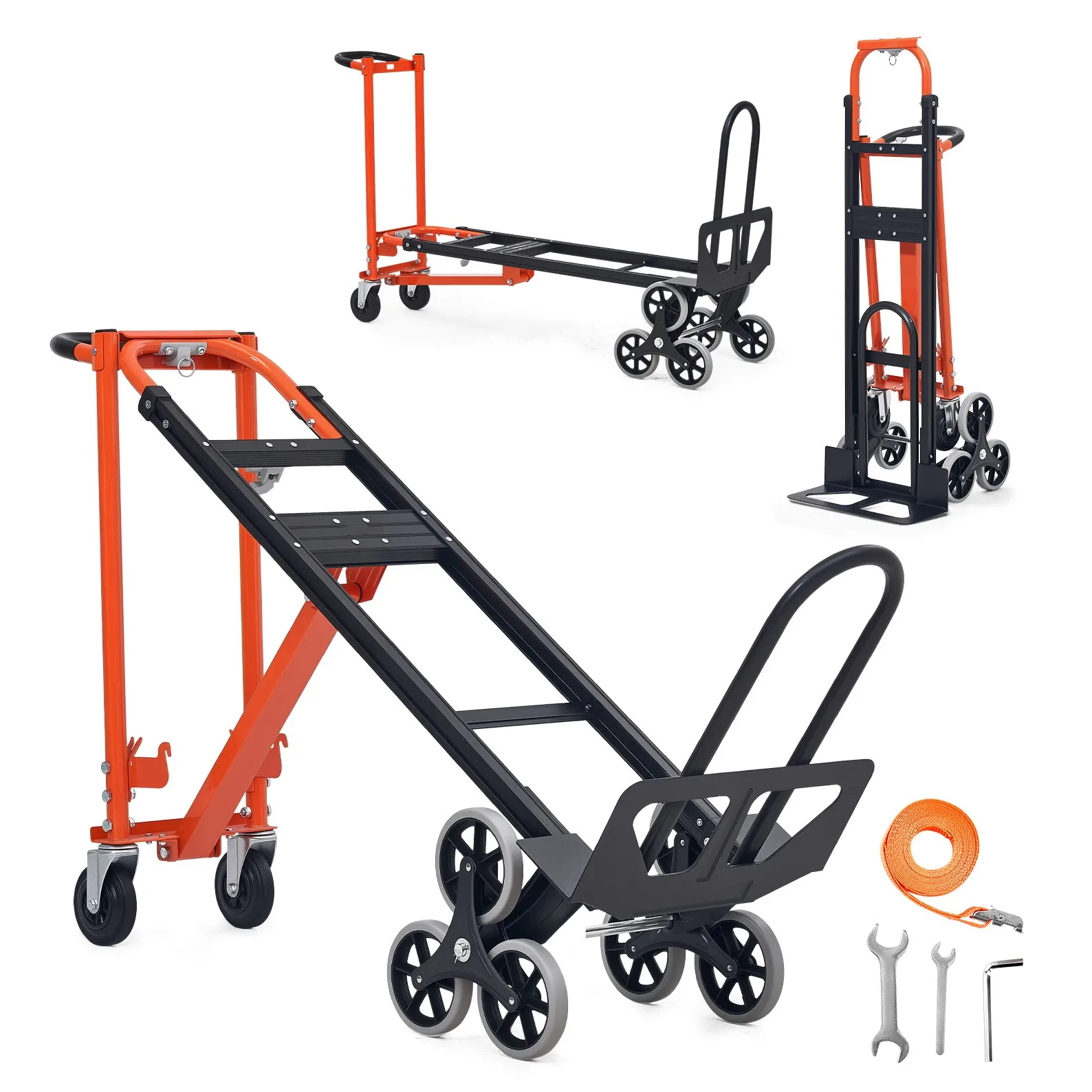 Chariot de transport pliable industriel SucceBuy 770 lbs 3 en 1 pour escaliers, avec roues, chariot utilitaire pour le transport et le déménagement