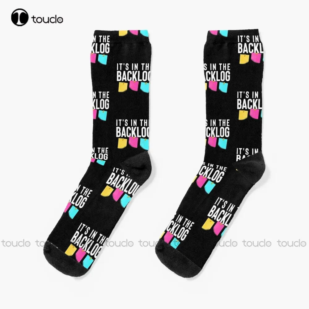 It'S In The Backlog Funny Agile Quote For Scrum Master And Product Owner Socks Street Skateboard Socks Custom Gift