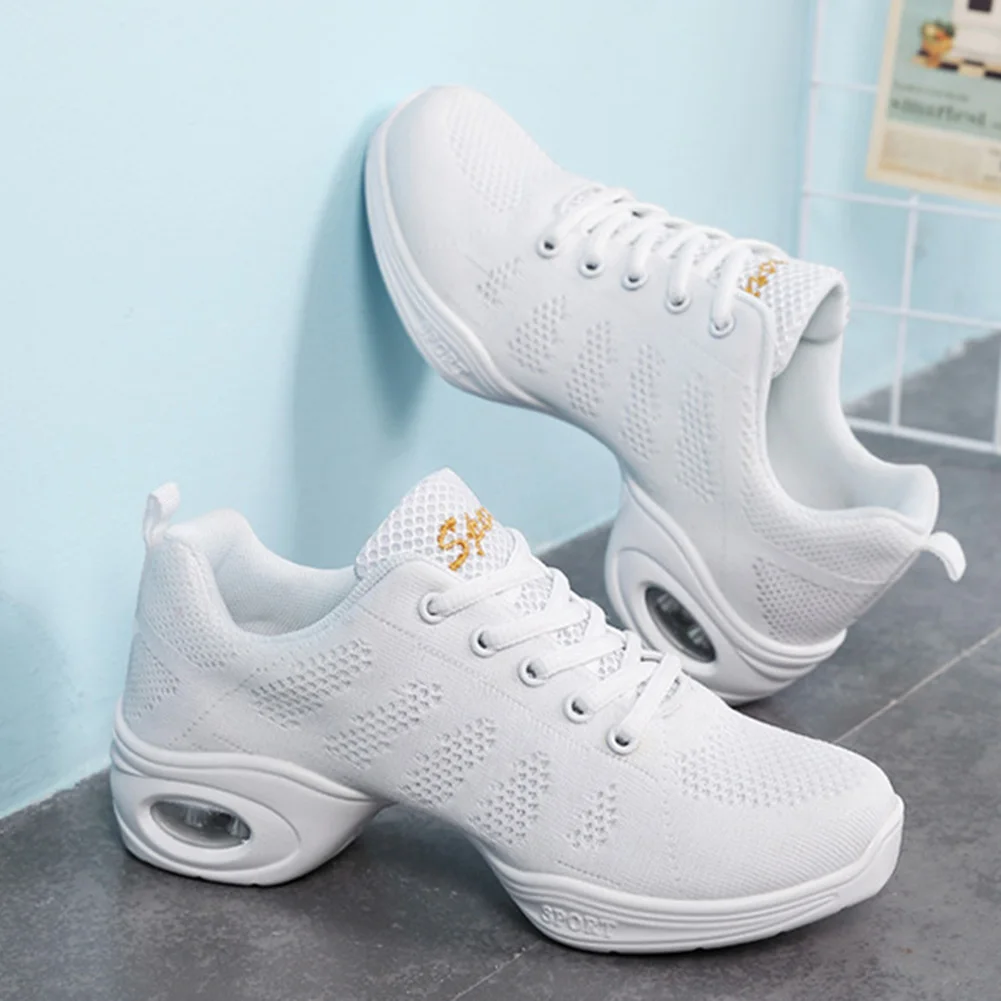 Lace-up Sneakers Air Cushion Walking Shoes Split Sole Athletic Walking Dance Shoes Platform for Women