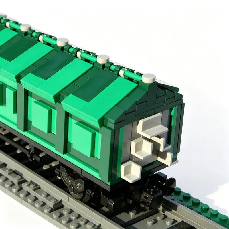 493PCS Customize Brown Long Covered Train Wagon Model Custom Creative Building Blocks DIY Assembly Education Toy Halloween Gift