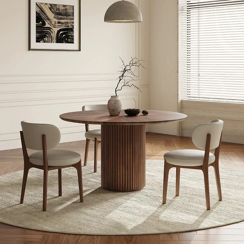 Nordic solid wood dining table and chair, light luxury upholstered backrest chair, dining table and chair