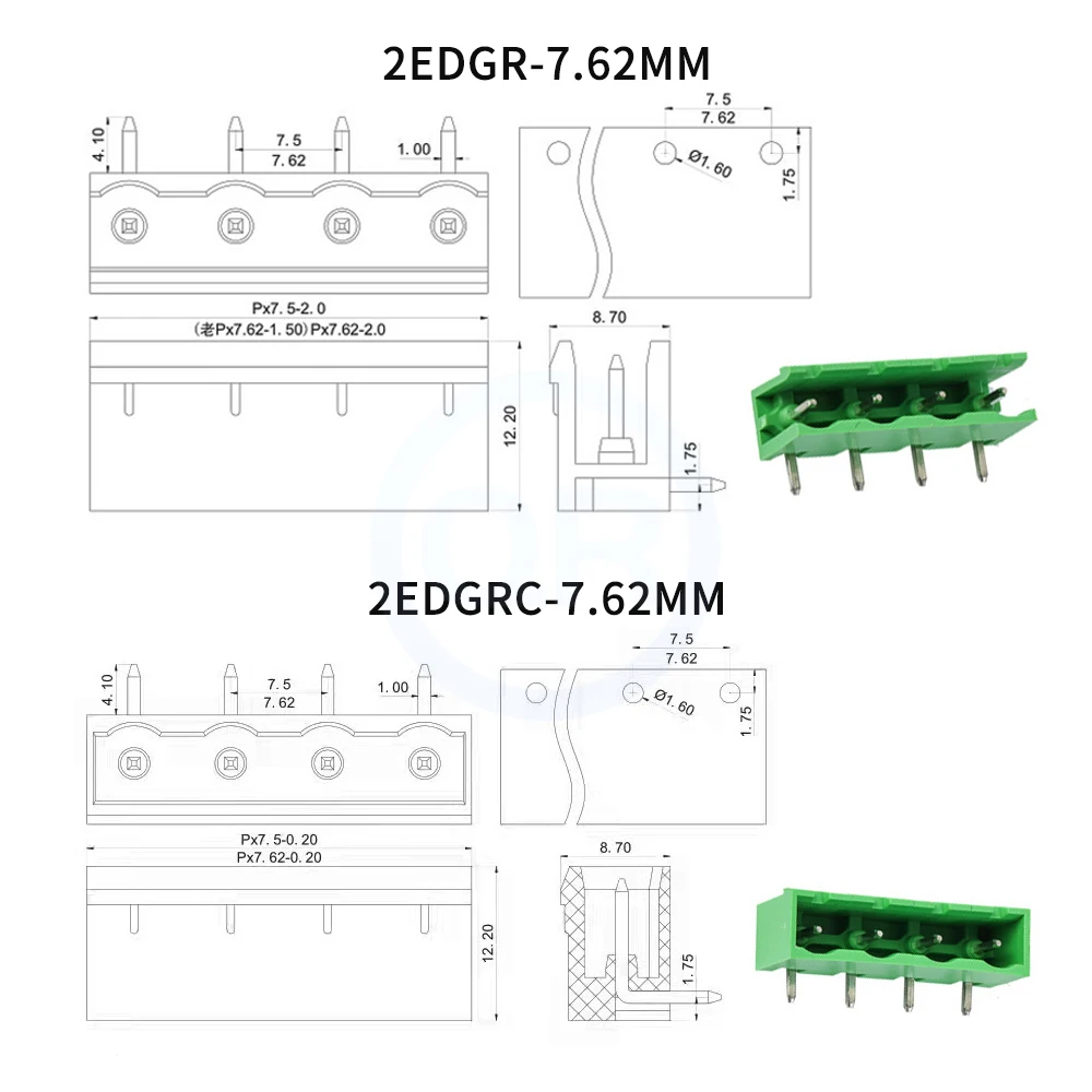 (10 pcs) KF2EDG 15EDG 7.62mm Plug-in Terminal Block 2EDGK + 2EDGV R / 2EDGVC RC 7.62 Open Close Plug Right Angle Straight 2~12P