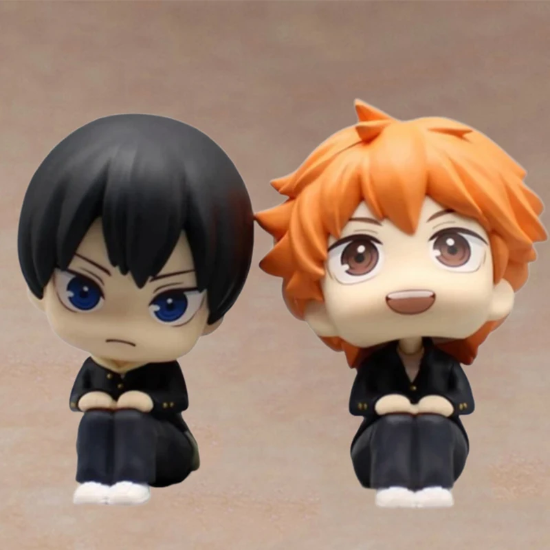 

10cm Anime Tobio Kageyama Action Figure Mini Figurine Shoyo Hinata Figure Q Version Statue PVC Car Ornaments for Dashboard Dolls