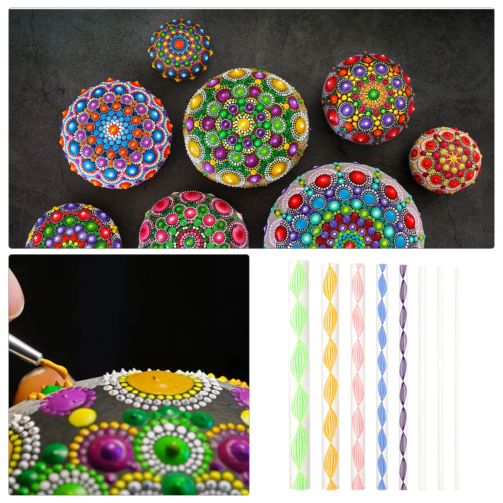 

1Set Mandala Dotting Tools Smooth Handle Multi-Function Dot Painting Supplies Portable Stable Dotting Kit for Crafts
