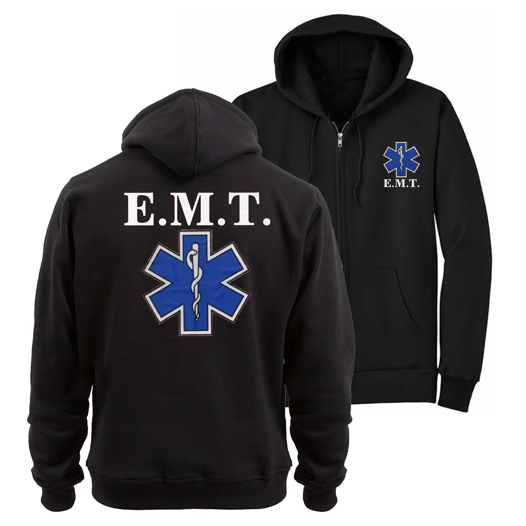 Star of Life Emblem EMS EMT Medical Paramedic Hoodies Zip Up Hoodie 100% Cotton Comfortable Casual Mens Clothes Streetwear