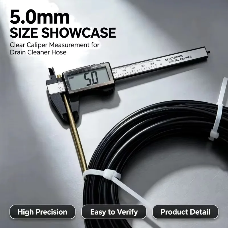 8mm PU Flexible Hose Chain Drain Cleaner, Drill Pipe Unblocker for Kitchen Grease, Bathroom Floor Drain, Sewer Wall Clog Remover