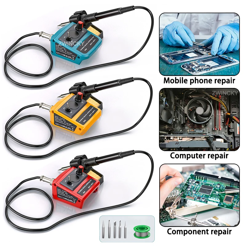 

90W Knob Style Electric Soldering Iron for Makita/Dewal/Milwaukee/Bosch 18V Battery, 200-500℃ Adjustment Welding Repair Tools