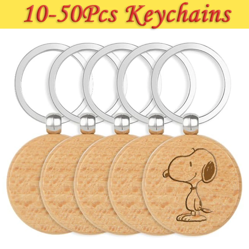 10-50Pcs Gift Wood Key Chain Wholesale Wood Keyrings Beech Keychain Wooden Keychain Wood Key Pendant Wood Key Ring