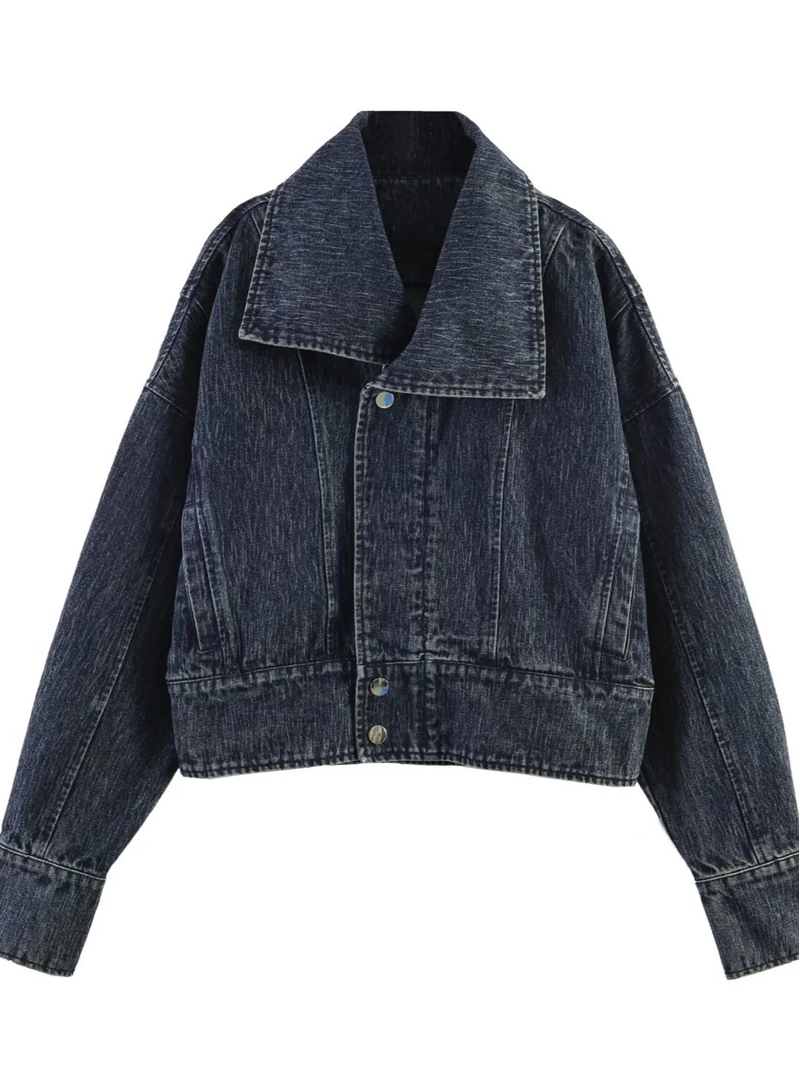 

Dave&Di New Cross-border European And American Fashion Big Collar Short Denim Jacket