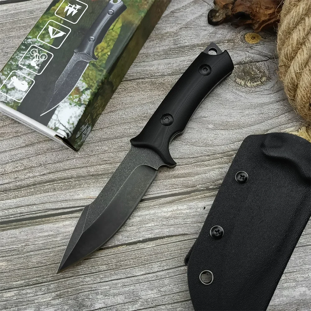 

Stonewashed 8Cr13Mov Outdoor Knife Fixed Blade Knife G10 Handle Tactical Self Defense Hunting Survival Knife EDC Multi-tools