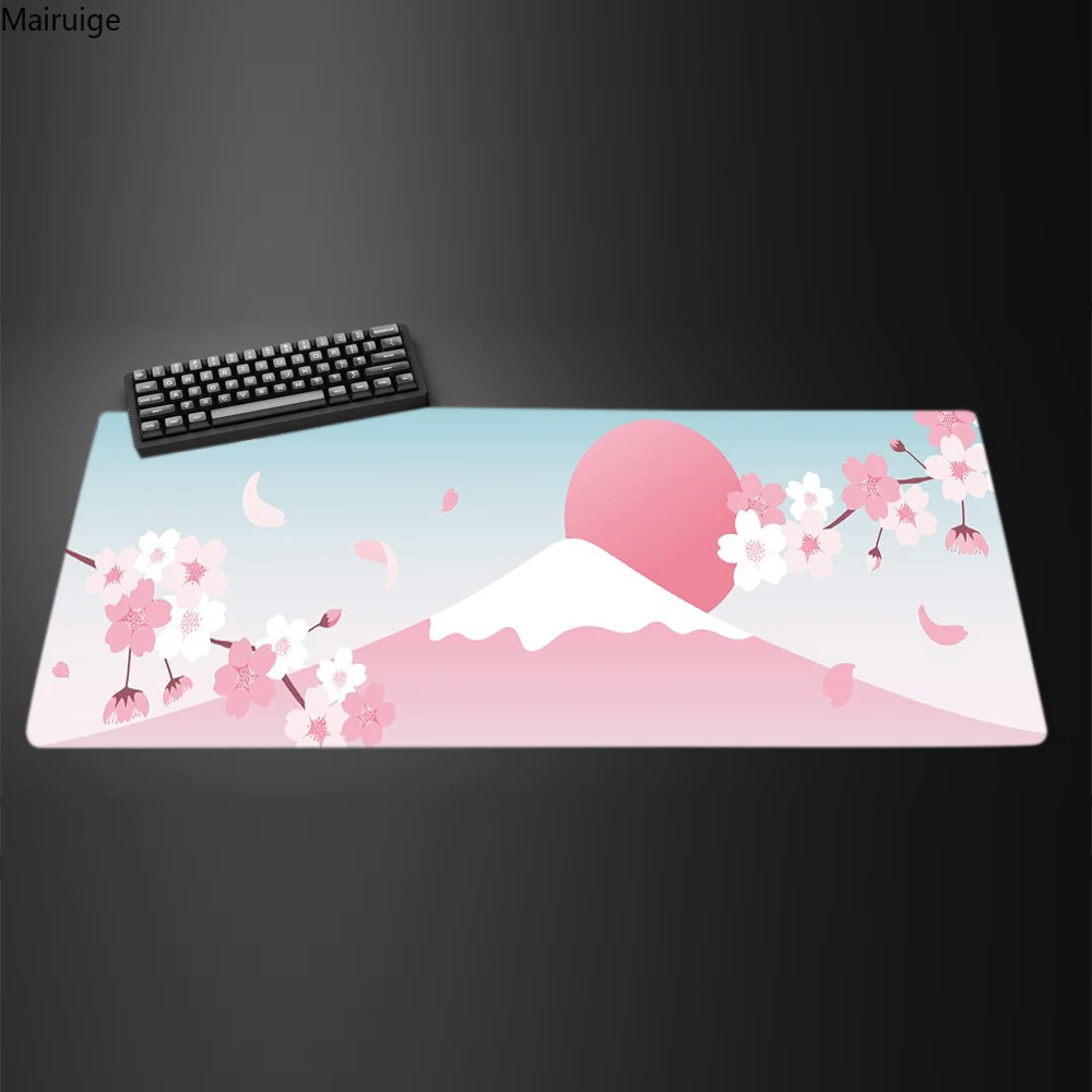 Japanese Mount Fuji Cherry Blossoms Large Mouse Pad Pc Gamer Mousepad HD Print Gaming Keyboard Pads Table Carpet Rubber Desk Mat