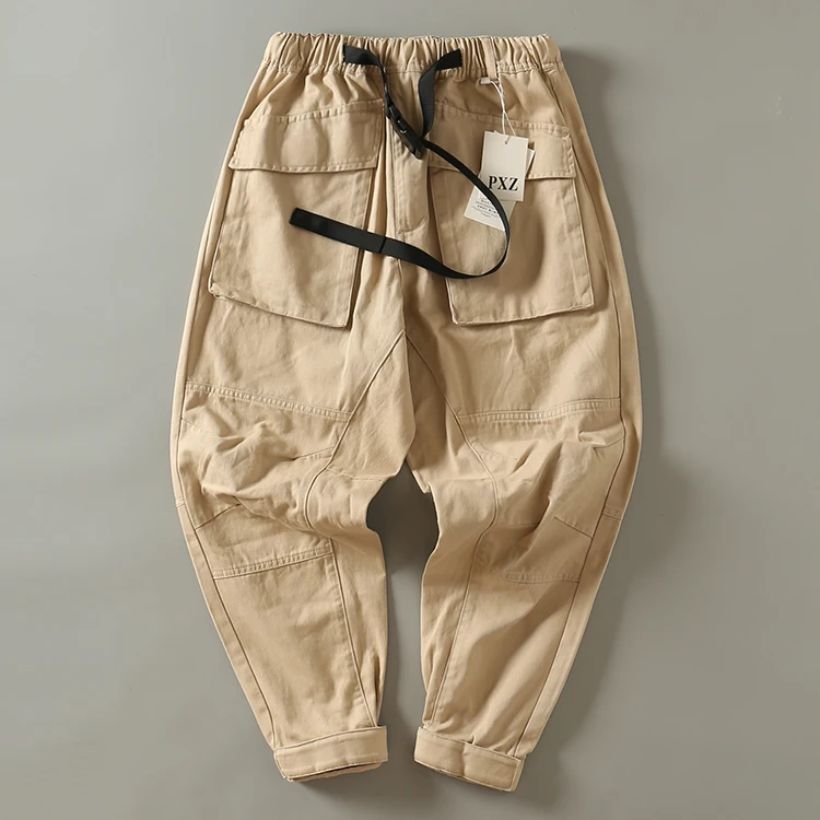 

Японские свободные прямые брюки из хлопка для мужчин, повседневные универсальные брюки в стиле Харадзюку для весны и осени