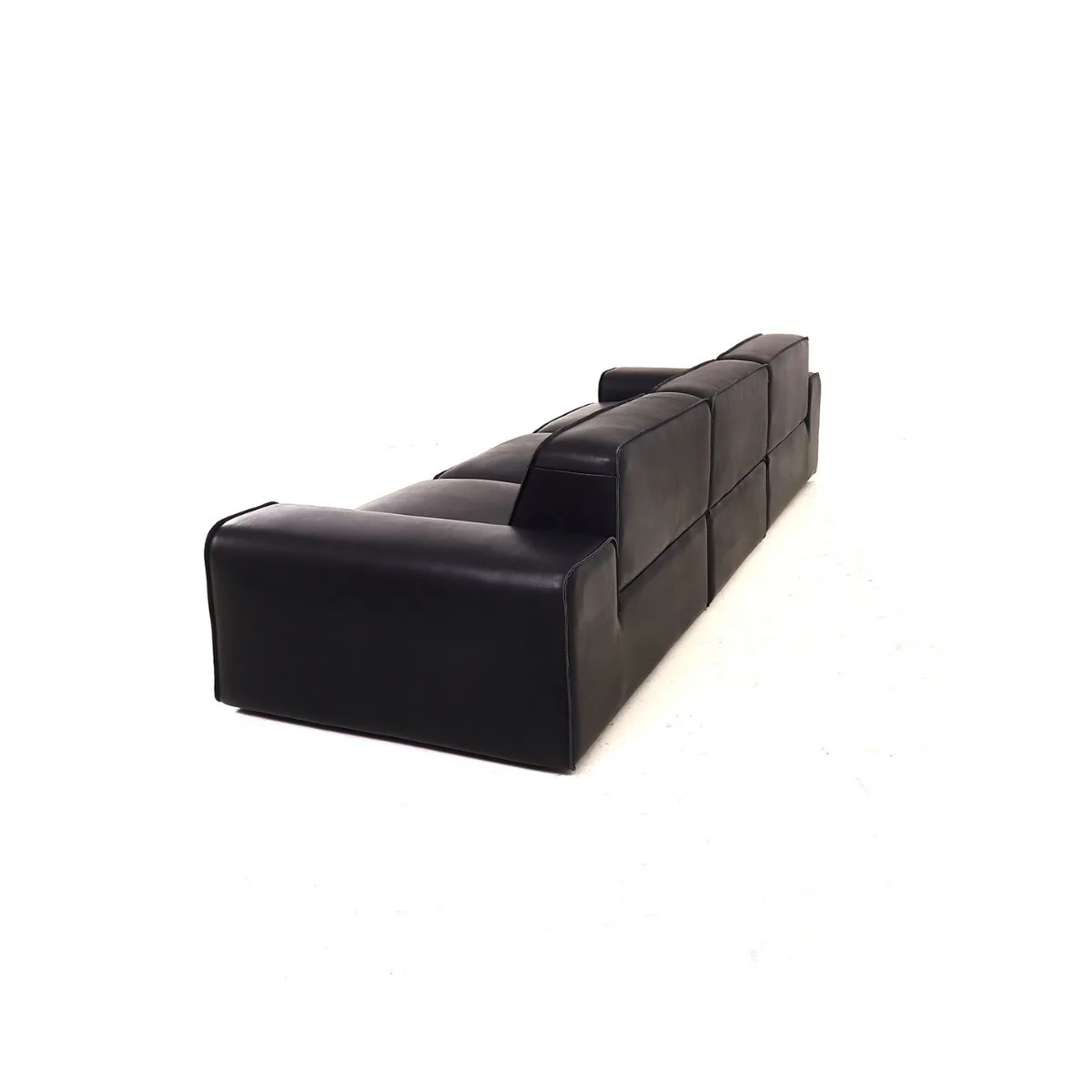 

Big black cow sofa, all leather, Italian minimalist combination, living room, straight row black, leather art sofa