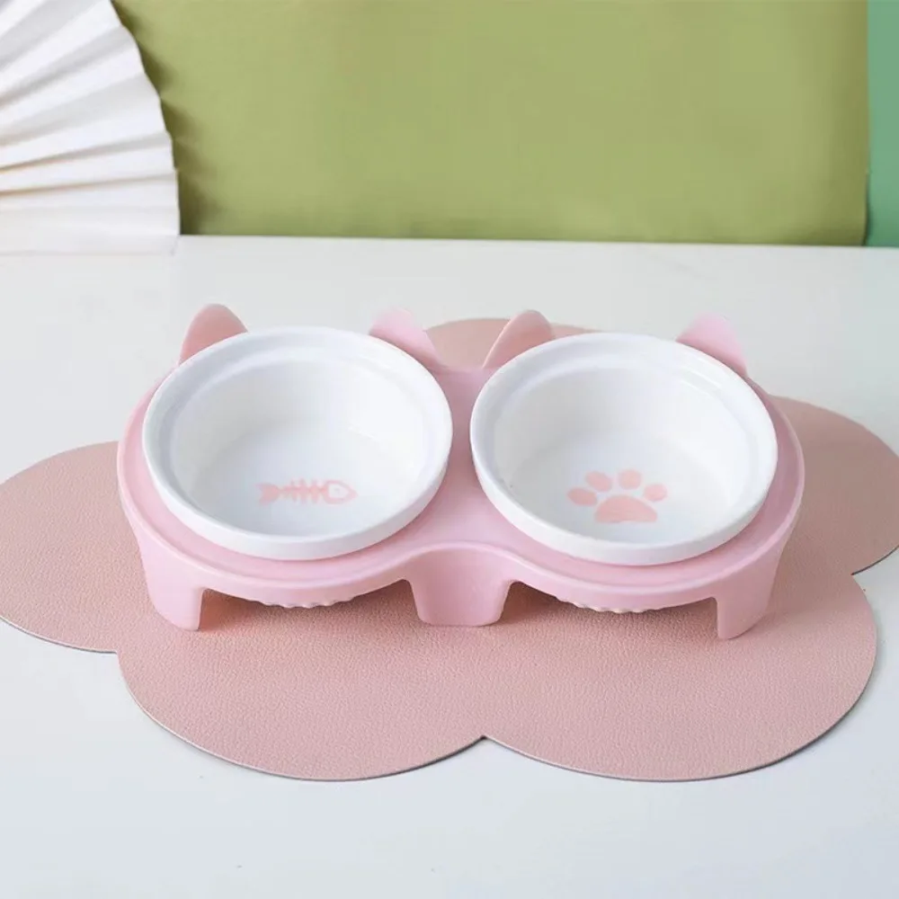 

Colorful Cat Bowl Double Bowl Cervical Protection Cat Food Pot Ceramic High Foot Diagonal Water Bowl For Drinking Feeding