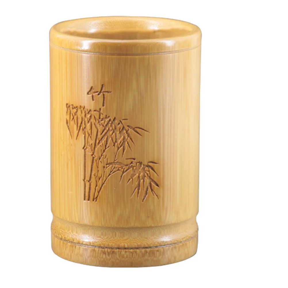 حامل قلم من الخيزران صندوق تخزين القلم منظم سطح المكتب لمكتب المنزل دراسة حامل القلم الرصاص حاوية القرطاسية #1