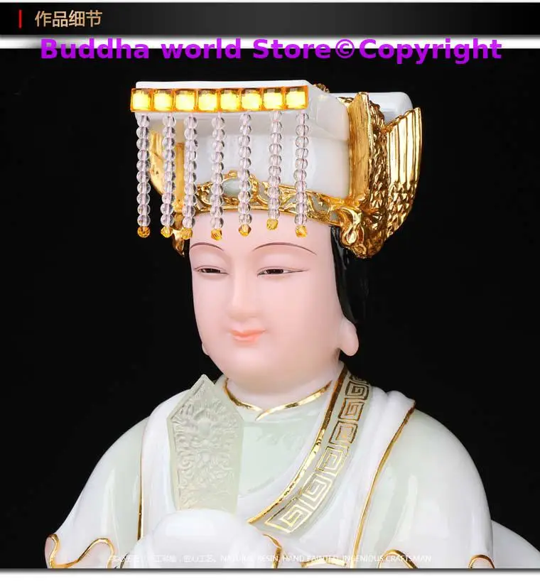 30CM large gilding jade Goddess Matsu MAZU Guan yin God Southeast Asia HOME protection Propitious Prosperity FENG SHUI statue