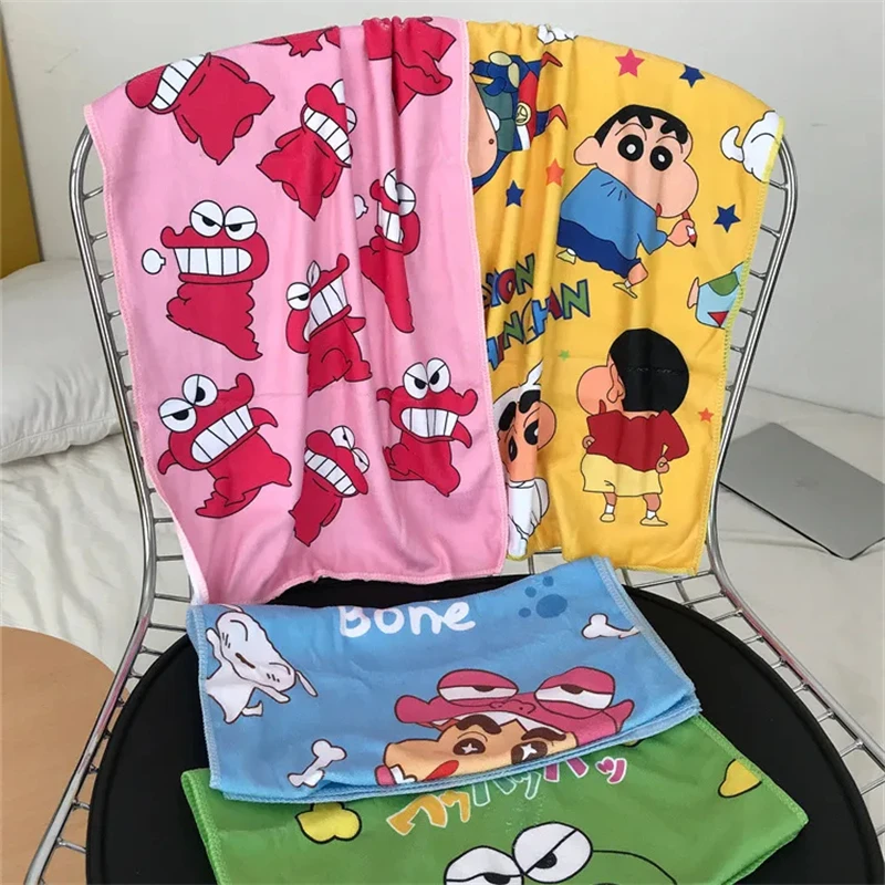 Crayon Shin-chan Cute Cartoon Waniyama San Printed Towel Kawaii Periphery Adorkable Bathroom Room Decoration Lovely Home Decor