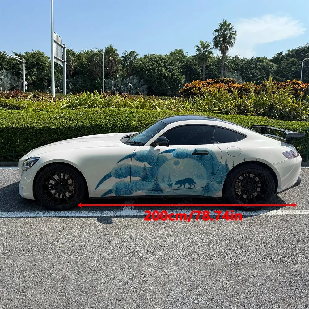2pcs Wolf Whisper, Durable, Fade-resistant, Enhance Vehicle Aesthetics With Bold Artistic Design Car Vinyl Wraps