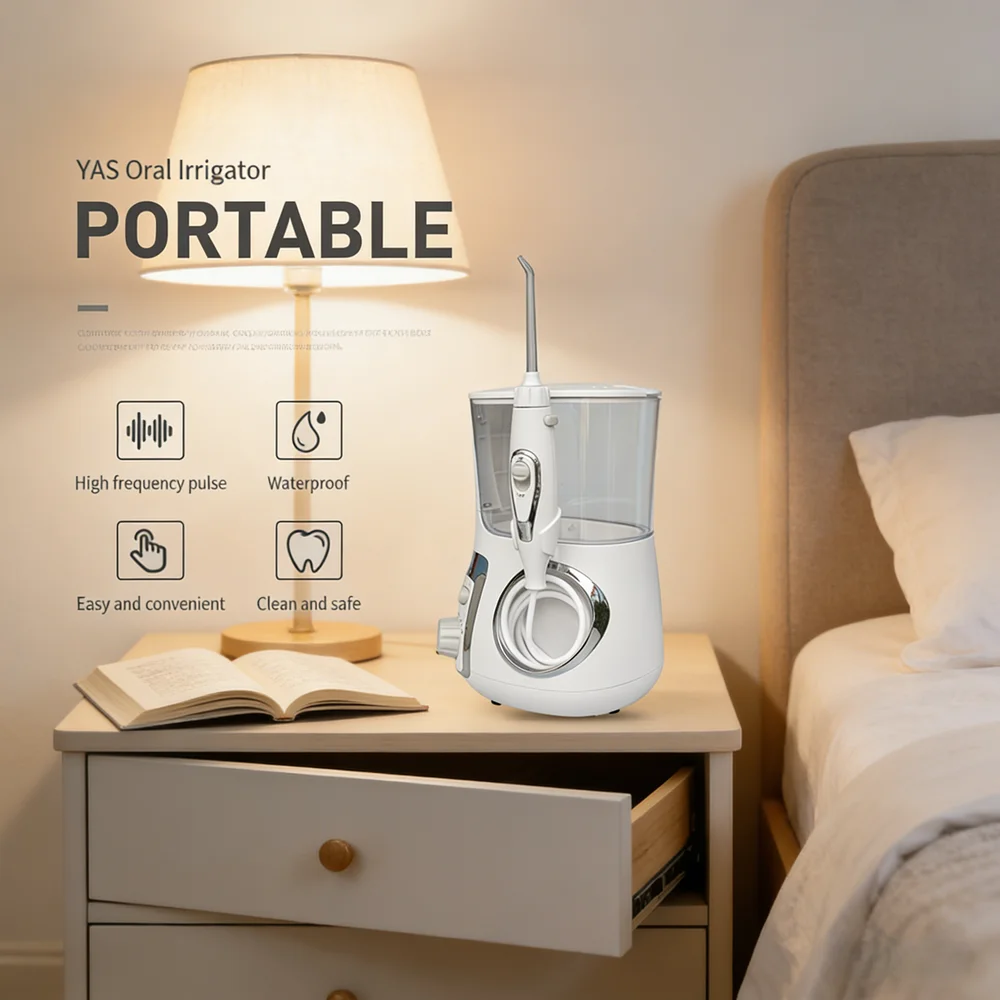 

Портативная настольная ирригатор для воды для домашнего использования, 800 мл, IPX7, водонепроницаемый, глубокая чистка зубов + профессиональное ирригация зубов для семьи O