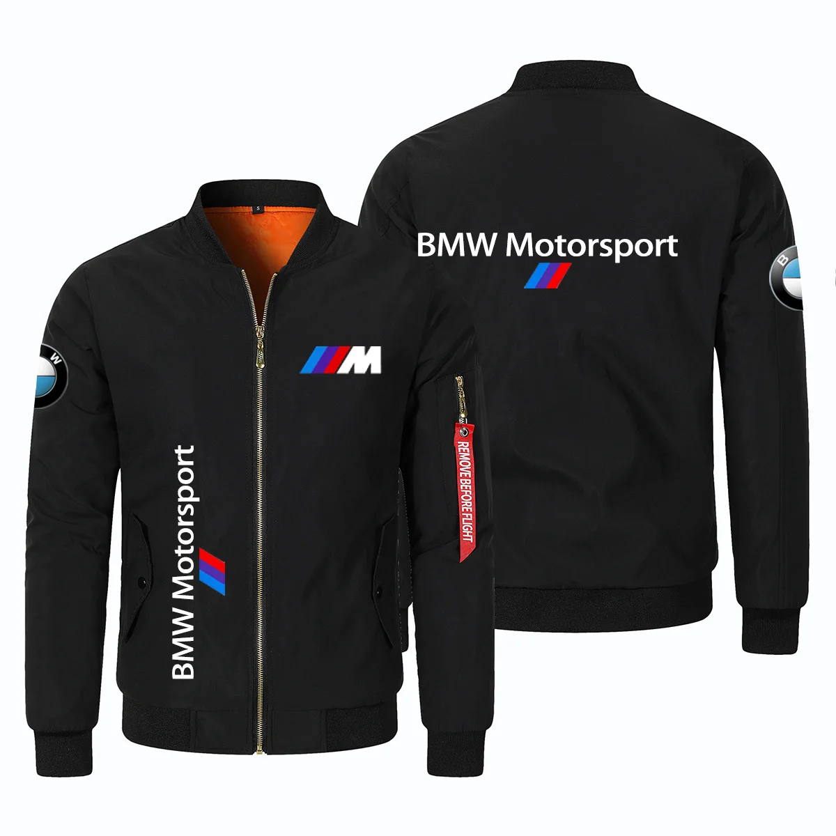 

2025 BMW Logo Printed Men's Motorcycle Jacket, Full Zip And Velvet Jacket BMW Men's Winter Jacket Thickened Warm Flight Jacket