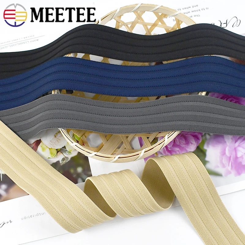 3/5Meters Meetee Colorful Elastic Band Webbing 40mm Stretch Strap Rubber Ribbon Soft Belt Trousers Dress DIY Sewing Accessories