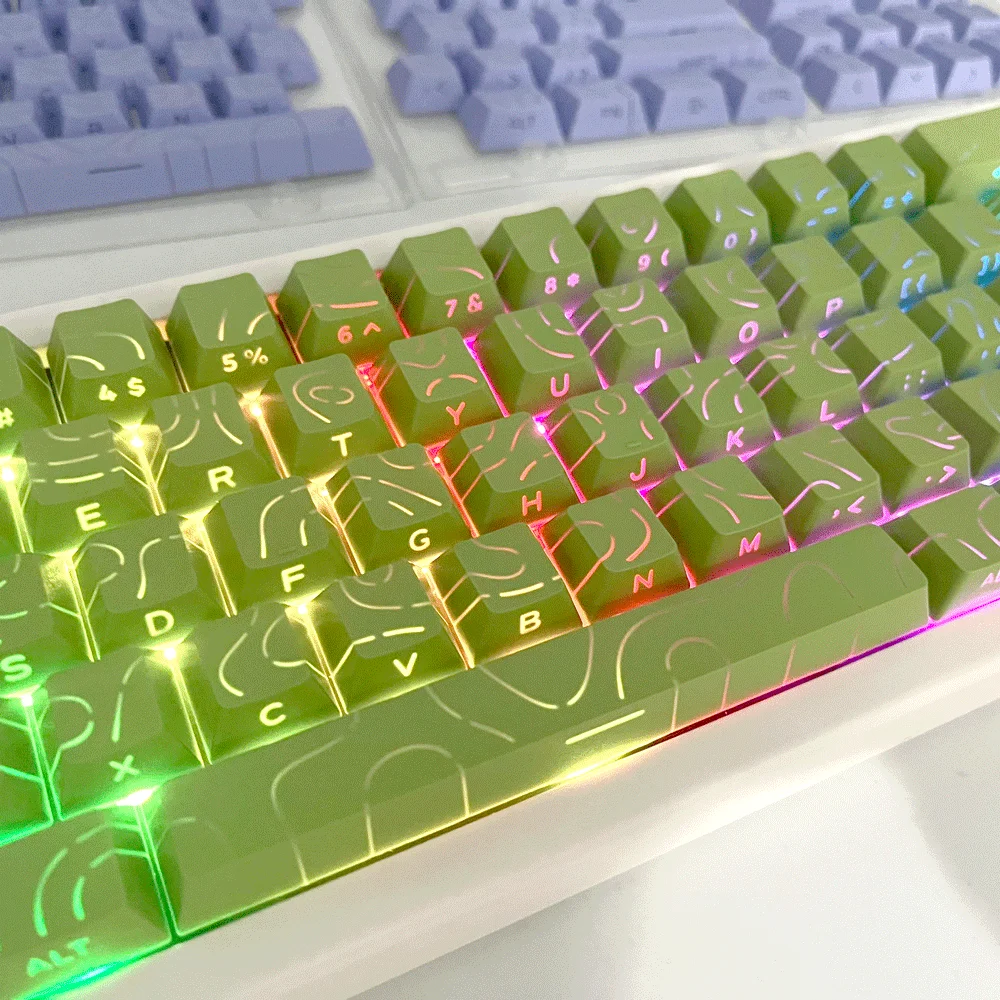 Keycap for Mechanical Keyboard Side Engraved Translucent Light Keycaps Cherry PBT+PC Dual Color Injection Molded MX Key Cap