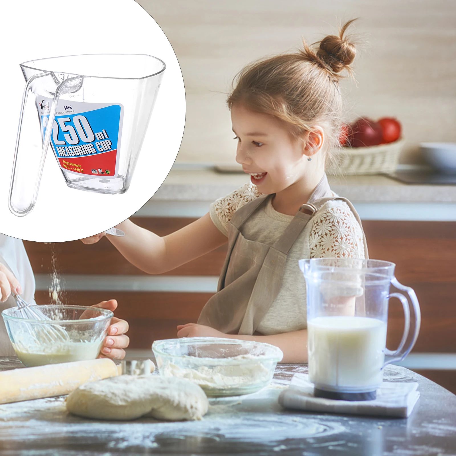 

1 pc 250 Ml Measuring Cup Kitchen Utensil Triangle Pc Scale Jug Practical Transparent Simple Chic Multipurpose Liquid