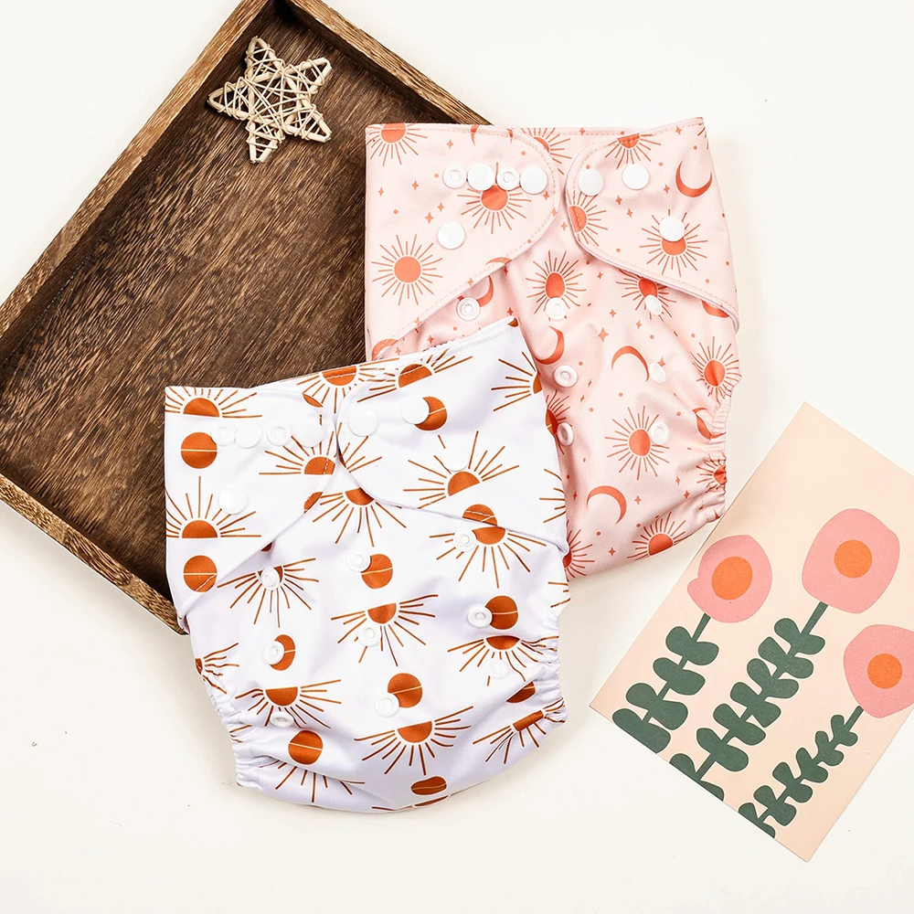 HappyFlute 3-15kg Baby Reusable Diapers Washable Cute Print Waterproof Suede Cloth Baby Cloth Diaper