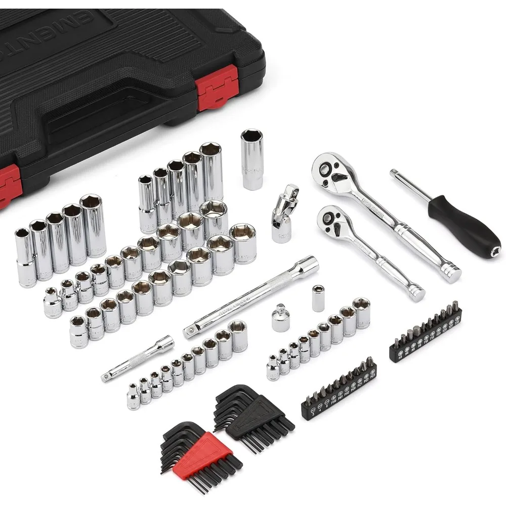 

Набор головок привода 1/4 и 3/8 из 4 предметов со сталью CR-V, SAE/Metric, трещоткой, битами и удлинителями для механиков