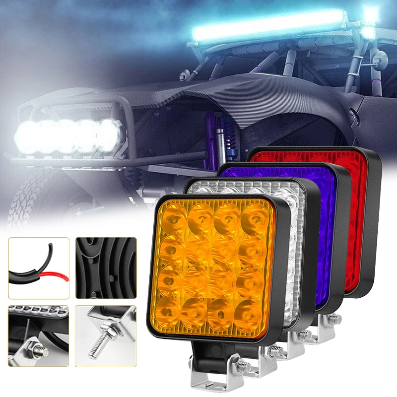 

12V 16LED Car Work Lights Spotlight Universal Offroad Vehicle ATV Boat Truck SUV Square Working Light Fog Lamp Auto Accessories