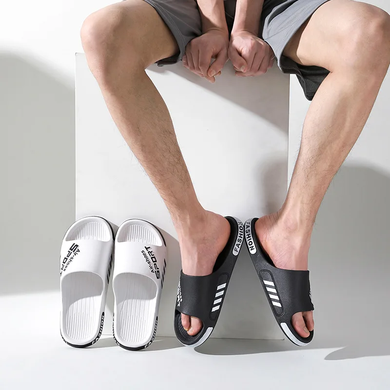 Fashion Men\'s Slippers PVC Soft Sole Non-slip Slides Casual Outdoor  Home Bathroom Couples Slippers New Sandal